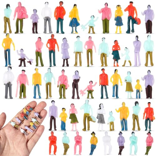 Namalu 200 Pcs Mini Figurines 1: 100 Scale Sitting and Standing Plastic Miniature Assorted Poses Architectural Painted Tiny People Model for Model Trains and Miniature Scenes