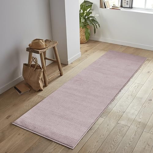 Jimri Tappeto passatoia a pelo corto, di alta qualità, per casa, ufficio, cucina, ingresso, corridoio, soggiorno, lavabile in lavatrice, tappeto antiscivolo, lavabile (Rosa, 60 x 110 cm)