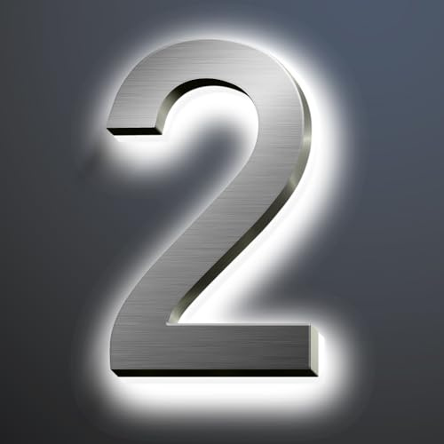 Numeri Civici Retroilluminati A LED Per Casa, Numero Civico Moderno In Acciaio Inossidabile Per Esterno, Insegna Indirizzo di Casa Illuminato, Numeri Civici In Metallo