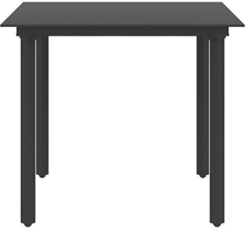 HETFTJN Camping Beistelltisch Gartentische Bistrotisch Outdoor Angeltisch - Garten-Esstisch Schwarz 80x80x74 cm Stahl und Glas für Outdoor Balkon Innenhof Garten