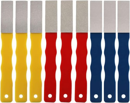 Affilacoltelli, Affilacoltelli, Asta for affilare i coltelli, Set di 3 affilatori diamantati, Codice colore Pietre for affilare i diamanti Palette diamantate Strumenti for affilare Lima a mano piatta