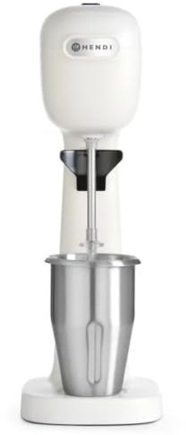 MBH - Batidora profesional para Batidos y Frappés de 400W. Batidora con vaso industrial para Hostelería. Incluye vasos de acero inoxidable y policarbonato. (Blanco)