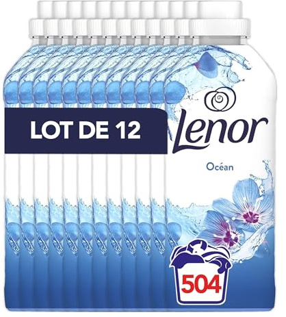 Lenor Adoucissant 504 lavages (42x12), Parfum Océan, 24H Protection Contre Les Odeurs, Même Après Un Lavage À Froid, Testé Dermatologiquement, Fabriqué En France