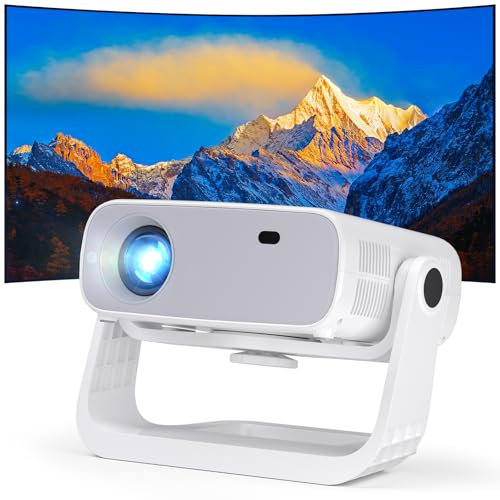 Wielio Proiettore Smart Android 11 – Applicazioni integrate con Netflix/YouTube integrati, 350 ANSI 4K Supporto WiFi Screen Mirroring, Bluetooth 2‑Way, Keystone 4‑Point, PTZ 120°, Bianco