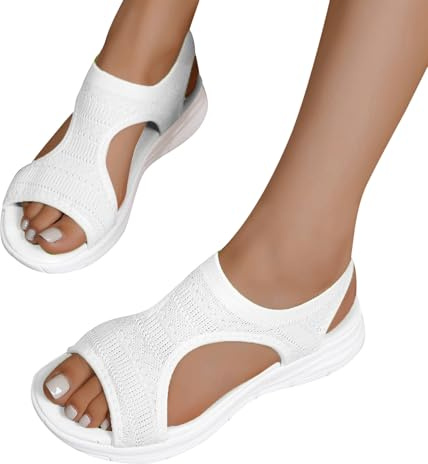 Sandalen Damen Elegant Bequem, Orthopädische Sandalen Damen Sommer Breite Füße Hausschuhe Schlappen Slides Offene Schuhe mit Fussbett Bequem Sommerschuhe Sport Barfuss Pantoletten Plateau Slipper