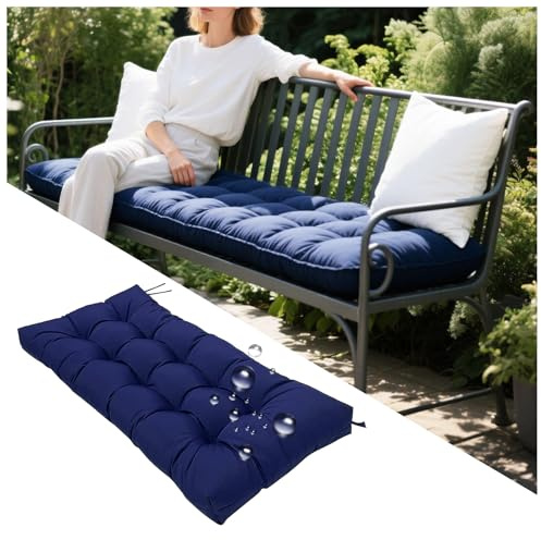 NIDSNID Coussin pour Banc de Jardin 130x50x8 cm - Imperméable Antidérapant - Exterieur/Interieur - Confortable Coussins pour terrasse, Balcon, Banquette (Bleu foncé)