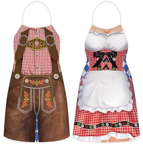 CHONGQILAO Delantal Oktoberfest para Hombres Mujeres, Divertido Delantal de Cocina Bávaro, Delantales de Barbacoa para Barbacoa al Aire Libre, Cocina, Jardinería, Arte de Cerámica