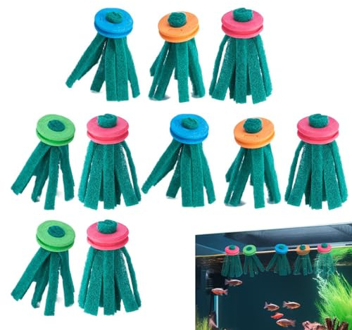 Mops de frai - 10 Morceaux de vadrouilles de Reproduction de Poissons flottants | Mat de Ponte des œufs de Poisson décoratif | MOP Rane Mole RÉUSIBLE pour Les CHIBES AMHIBIENS RAIS