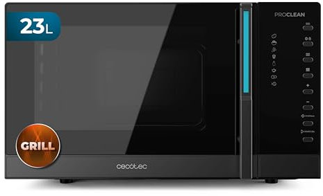 Cecotec Microondas Táctil con Grill de 23L Proclean 6120. 800W y 1000W de Grill, Digital, Cocción Uniforme, 5 Niveles de Potencia, Función Descongelado, Temporizador 60mins, Plato Giratorio 285mm