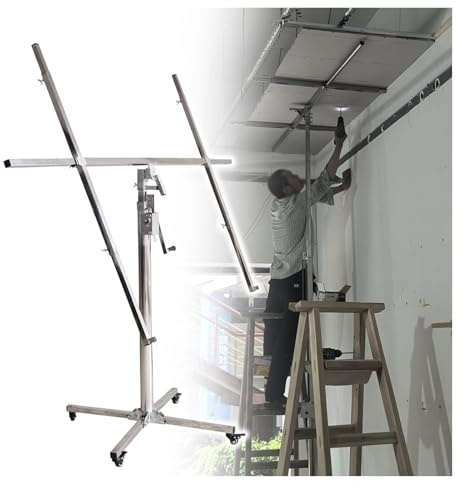 lève plaque de placo Monte-plaques De Plâtre, Élévateur Pour Cloisons Sèches, Outil De Levage Pour Panneaux - Élévateur Pour Plaques De Plâtre - Capacité De Charge De 50 Kg(Max H 320 cm+Rolling Caster
