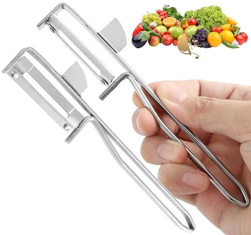 Noaxylic 2 Piezas Pelador Patatas, 15.4 x 4 cm Pelador, Acero Inoxidable Pulido Pela Patatas Manual, con Hoja Pendular Pela, para Zanahorias, Peras, Manzanas, Verduras y Frutas