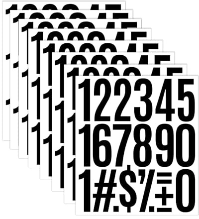 WakiHong Lot de 8 Noirs numéros de Porte imperméables 3 Pouces Autocollant | Feuilles Lettres Autocollantes, Pour bricolage,extérieur,posters,boîtes aux lettres,fenêtres