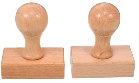 VILLFUL Lot de 2 Tampons à Sculpter en Bois de Hêtre 50x25x15mm, Supports Ronds en Bois Vierge pour Loisirs Créatifs, Scrapbooking et Fabrication de Cartes, Tampons DIY Garçon et Filles