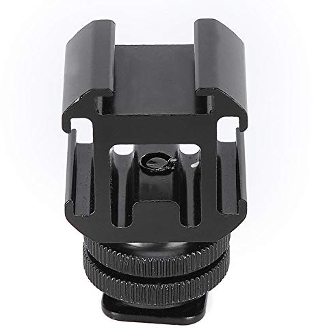 Akozon Staffa Adattatore per Slitta Caldo Freddo con Vite a Doppio Strato da 1/4 '' per Supporto Fotografico Multifunzionale per Tre Dispositivi