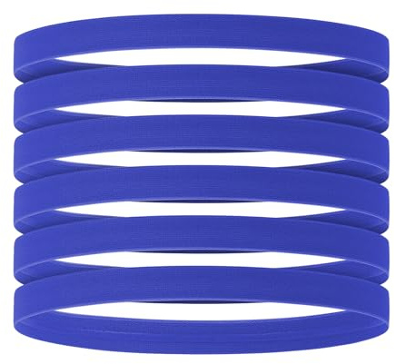 TOPTIE 6-pack töjbart elastiskt pannband för kvinnor män, tunna svetthårband halkskydd för löpning tennis – blå