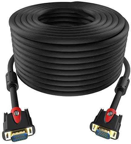 Tainston VGA to VGA Cable HD15 Monitor Cable with Ferrites Male to Male-75 Feet