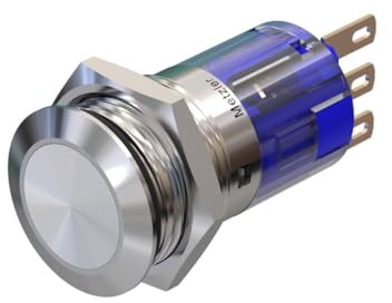 Metzler - Druckschalter 16mm - IP67 IK10 - Edelstahl - Flach - Lötkontakte