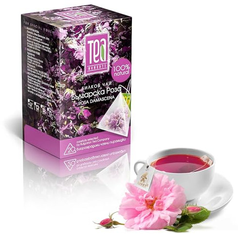 KUKER Rose Tea with Dried Rose Petals Edible, Dried Rose, Rose Buds - Dried Rose Buds, Edible Rose Petal, Rosehip Tea, Rose Petals for Culinary & Beverage Use - 20 Tea Bags, 30g
