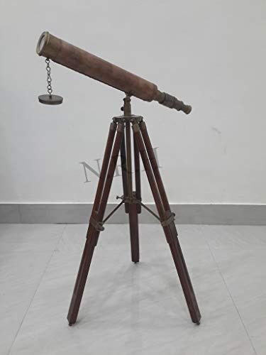 Nautisches Spyglass Teleskop mit handgefertigtem Holz-Stativ