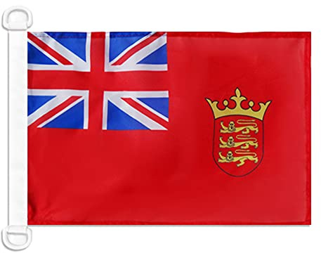 AZ FLAG Pavillon Pavillon Civil Jersey 45x30 cm Anneaux Plastique | Usage extérieur et nautique Pavillon nautique de l'ile de Jersey Jersey Civil Ensign avec anneaux en plastique