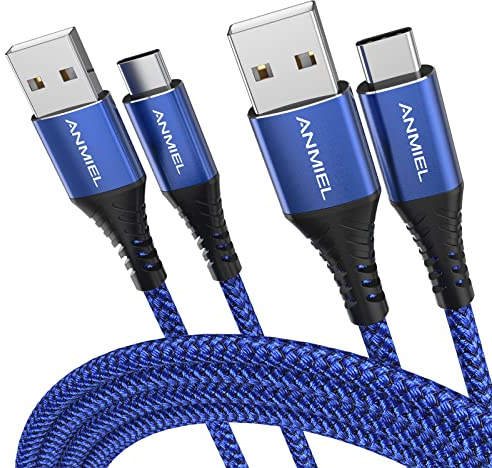 USB-C-Kabel (2Pack 3M) Typ-C-Kabel Schnellladegerät USB-C-Ladekabel Kompatibel mit Samsung Galaxy S10 /S9+ /S9 /S8 /S8+,Note 9/8,Huawei P30 /P20 /Mate20 /P10,OnePlus (blau)