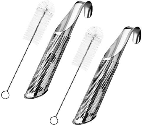 Paquete de 2 coladores de té y 2 cepillos difusor de té de acero inoxidable infusor de té en forma de tubo para hojas de té sueltas colador de té de malla fina de grado alimenticio para té suelto rosa
