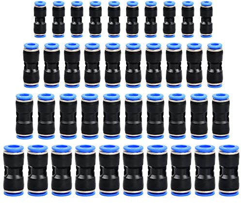 Pinsheng 40 Stück Pneumatik Steckverbinder Set, Gerade Push in Schnellkupplung Pneumatische Fittings für 4mm/6mm/8mm/10mm Luft & Wasser Schlauchanschluss