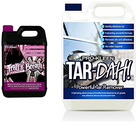 Pro-Kleen Troll's Breath Iron Contamination Fallout Remover - PH Neutral with Colour Indicator (5 Litre) & Tar-Dah! Tar Remover (5L)