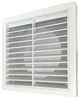 GEFONG Plastic Louvred Wall Grille 5 inch 125mm with Anti-Insect Mesh for Ceiling Extractor Fan Bathroom Air Vent Cover for Tumble Dryer Ventilation Cooker Hood Ducting White 1 Pcs