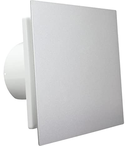 VENTS NAZAIR Platinum 4 inch Designer Bathroom Axial Fan with Timer - 100 mm Silver-white Luxury Extractor with Timed Ventilation for Moisture Humidity Elimination in Wet Rooms Showers WC