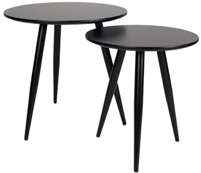 GRANA HOME James – 2er-Set Beistelltische im Skandi-Design - Runder Couchtisch mit MDF-Tischplatte & Pulverbeschichteten Metallbeinen