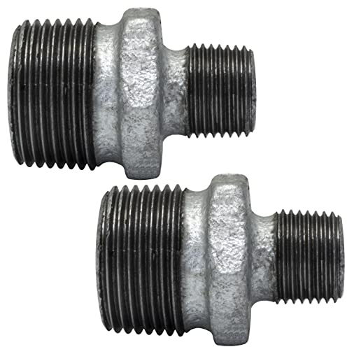 AERZETIX - Juego de 2 Reducciones Macho-Macho 1'' x 1/2 Galvanizado - en Hierro Fundido - Racor de Tubo Rosca para Atornillar - Fontanería-Calefacción Manguito Instalación Agua Potable