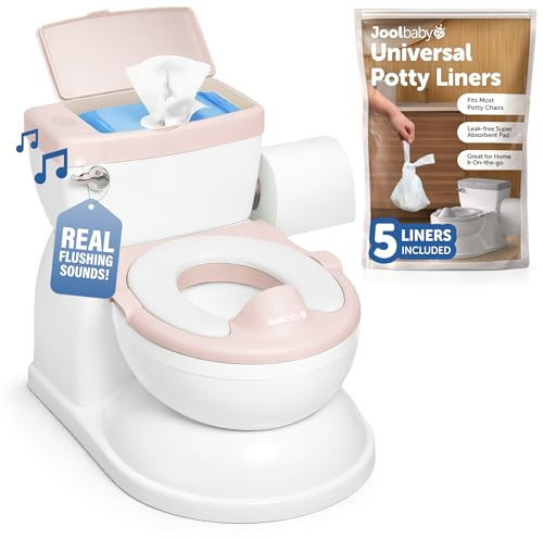 Real Feel Potty with Wipes Storage, Transition Seat & Disposable Liners - Realistic Toilet - Easy to Clean & Assemble - Jool Baby (Pink)