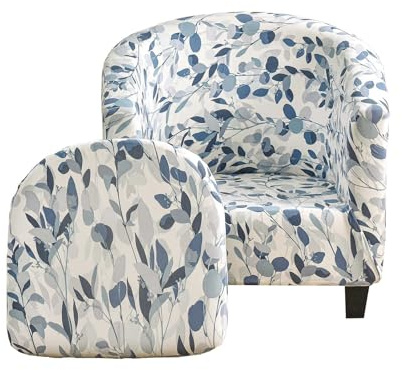 JUNLEBUYI Housse De Fauteuil Club Ensemble De Deux Pièces Housse De Fauteuil Chesterfield Extensible Salon Fauteuil Cabriolet Tub Chair avec Housse De Coussin (18#)