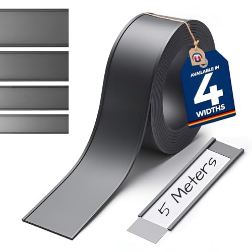 Magnet C-Profil Magnetische Etikettenhalter für Labels Etiketten 5m, mit Schutzfolie - Ideal zur mobilen Kennzeichnung und Beschriftung, C-Profil: Breite 50mm - Länge 5m