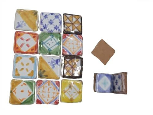 24 gemischte Porzellanfliesen 2 x 2 cm hoch 4 mm für Wände Pastori Krippen Miniaturen zum Bauen von Dächern, Wänden, Böden usw
