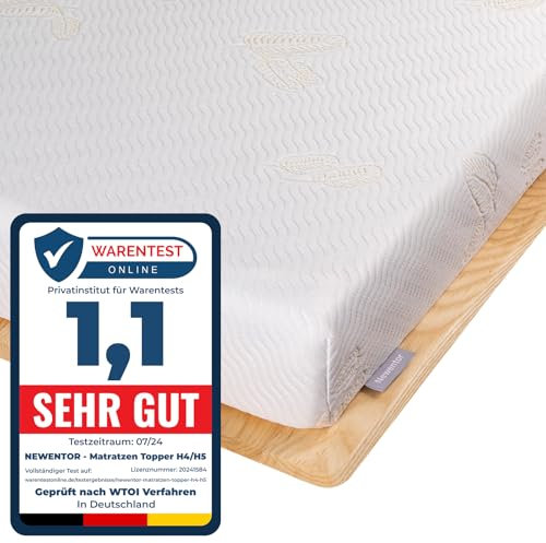 Newentor® Matratzen Topper 120x200cm H4 H5 Hart, Matratzentopper 120x200 Gel Boxspringbett Schlafsofa, Mattress Topper 120x200 Bett Gelschaum Bezug Kaltschaum 7CM Höhe
