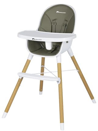 Bebeconfort Avista Babyhochstuhl, mit Polsterung und Tablett, ab 6 Monaten, Tragkraft 30 kg, Mineral Green