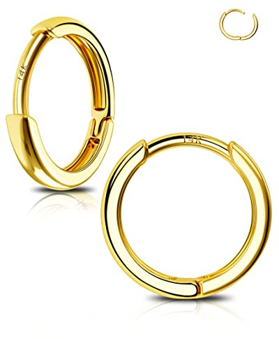 Jewseen 14K Solid Gold Scharnier Clicker Lippe Ring Nase Hoop Helix Daith Ohrring Septum Piercing Knorpel Ohrringe für Damen Herren