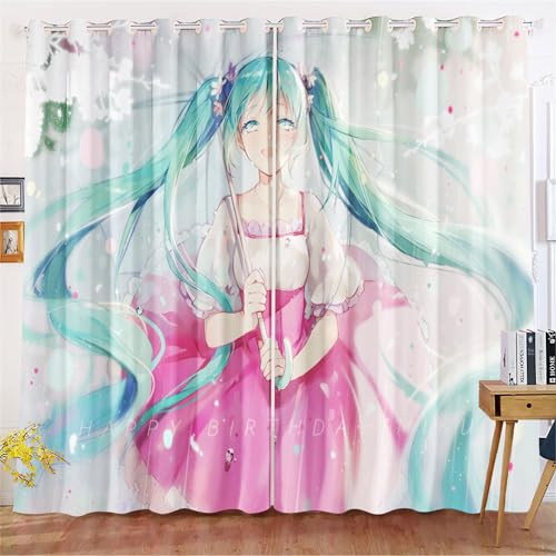 Fadaing Rideaux occultants animés Filles d’anime Rideaux opaques de fantaisie Filles de dessin animé Manga japonais Rideau occultant pour chambre d’enfant (100 x 140 cm (L x H) / 50 x 140 cm x 2,3 cm)
