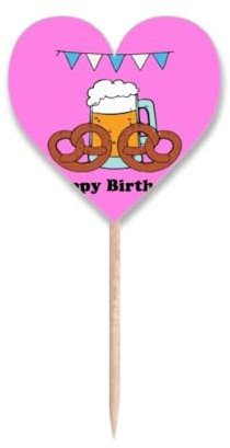Banderas inglesas de dona para cumpleaños, cerveza, palillo de dientes, etiqueta de corazón, púas para cupcakes