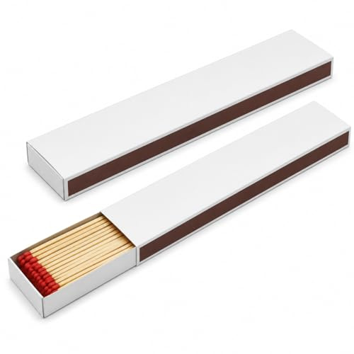 jameitop® 2 XXL/Jumbo Packungen Streichhölzer OHNE Druck/WEIß Schachteln zum Gestalten, roter Zündkopf, 280MM Hölzer = 120 Zündhölzer im Set
