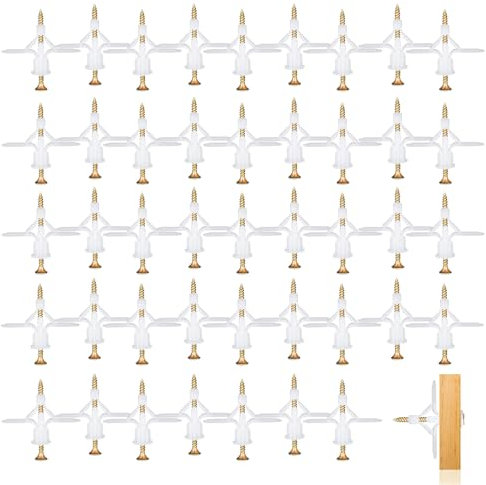 100 Stück Gipskartondübel, Hohlraumdübel mit Schrauben, Hohlwanddübel Rigips Dübel Rehgipsdübel Trockenbaudübel Rigips Schrauben für Einfache Montage in Gipskarton und Gipsfaserplatten