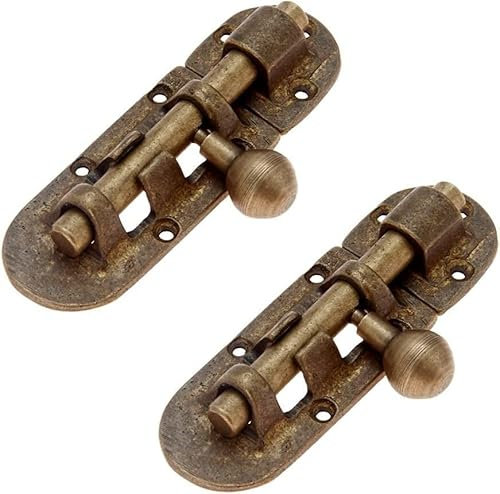 Bronzefarbener Haspe, Dekorhakenschloss, antiker Riegelhaken, 2 Stück Türriegel Vintage Barrel Catch Schranktürschloss Gleitbolzen Hefter Torriegel Hardware (Color : Antique Bronze, Size : 105mm*33mm)