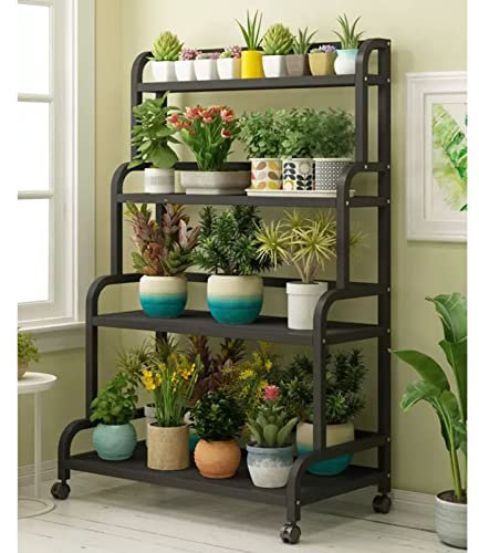 Plant Shelf Metal Stand 4 Tier Indoor Holder, For Flowerpot Display Rack Garden Patio Balcony Outside Plant Storage Shelves