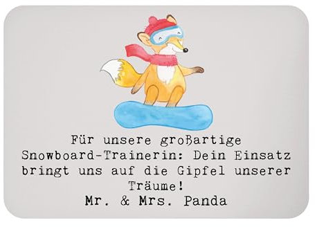 Mr. & Mrs. Panda Magnet Snowboarden Trainerin - Geschenk, Freude, Aufmerksamkeit, Pulverschnee, Kühlschrank Dekoration, Vertrauen, individuelle Trainingsstrategie, Whiteboard, Motive, Würdigung