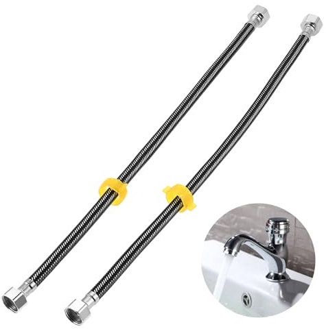 DRELD 2 Stück Flex Schlauch Armatur, Edelstahl Anschlussschlauch G1/2 x G1/2, Panzerschlauch Wasserhahn, Dusche Umflechtung Flexschlauch für Wasserhahn Mischbatterie (50CM)