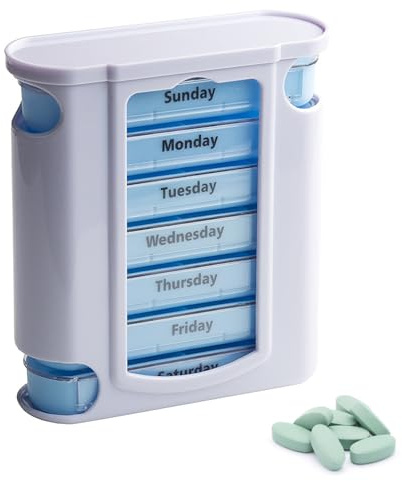 Tablettenbox Morgens Mittags Abends Nachts, Medikamentenbox mit 7 Tage 4 Fächer, Pillendose 7 Tage Pillenbox Tablettendose Tablettenbox, Pillenbox 1 Woche Organizer Medikamentendose unterwegs