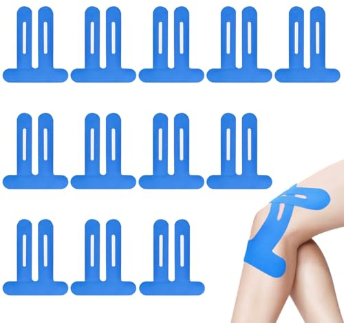 Kinesiologie Tape 12 Stück Precut Kinesiotapes Sport Tapeband Bondage Tape Erfektem Trage-Komfort Wasserfestes&elastisches Physio Tape -Blau