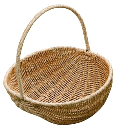 YARNOW Einkaufskorb Geflochten Imitation Rattan Obstkorb Picknickkorb Mit Henkel Weidenkorb Aus Plastik